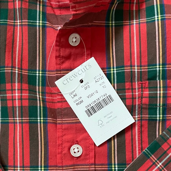 Crewcuts Red and Green Plaid Boy’s Shirt - Picture 3 of 3